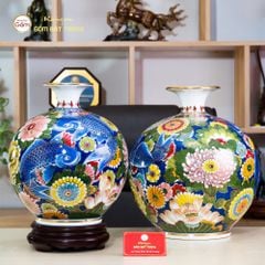 Quả Hút Lộc Hoa Ngư Tụ Khánh Lam Bảo Vẽ Vàng