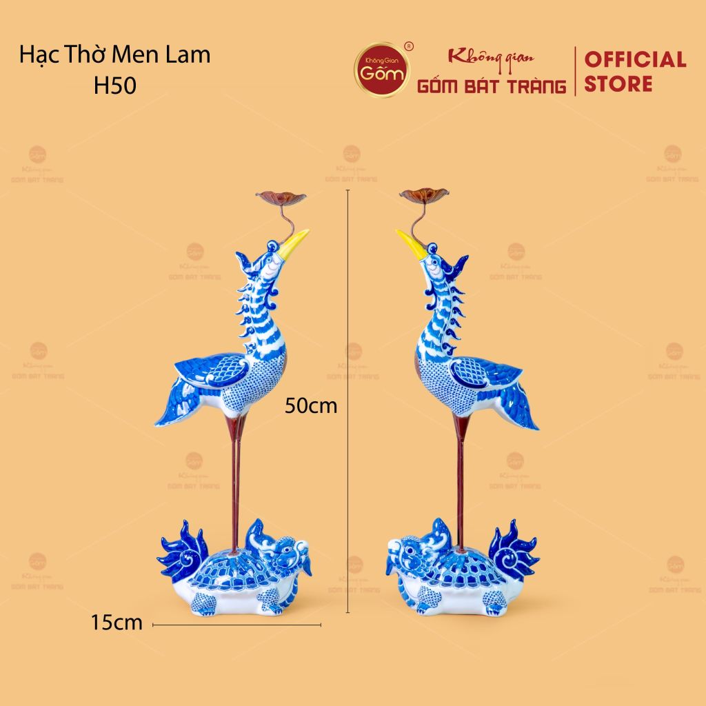 Hạc Thờ Men Lam (Chiếc)