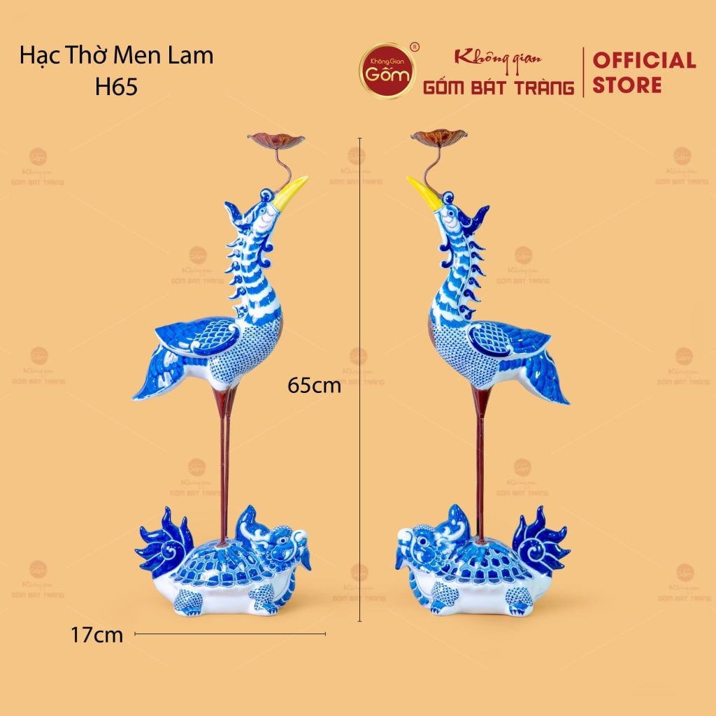 Hạc Thờ Men Lam (Chiếc)