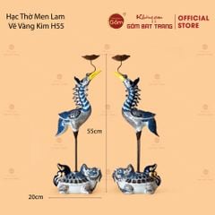 Hạc Thờ Men Lam Vẽ Vàng Kim (Chiếc)