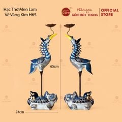 Hạc Thờ Men Lam Vẽ Vàng Kim (Chiếc)