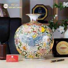 Quả Hút Lộc Tam Hạc Diên Niên Ngàn Hoa Phú Quý Kim Bảo Vẽ Vàng