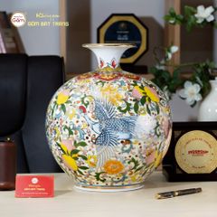 Quả Hút Lộc Tam Hạc Diên Niên Ngàn Hoa Phú Quý Kim Bảo Vẽ Vàng