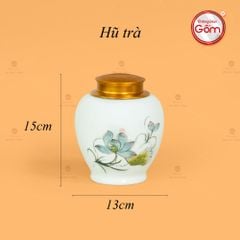 Hũ Đựng Trà Men Trắng Hoa Sen