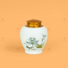 Hũ Đựng Trà Men Trắng Hoa Sen