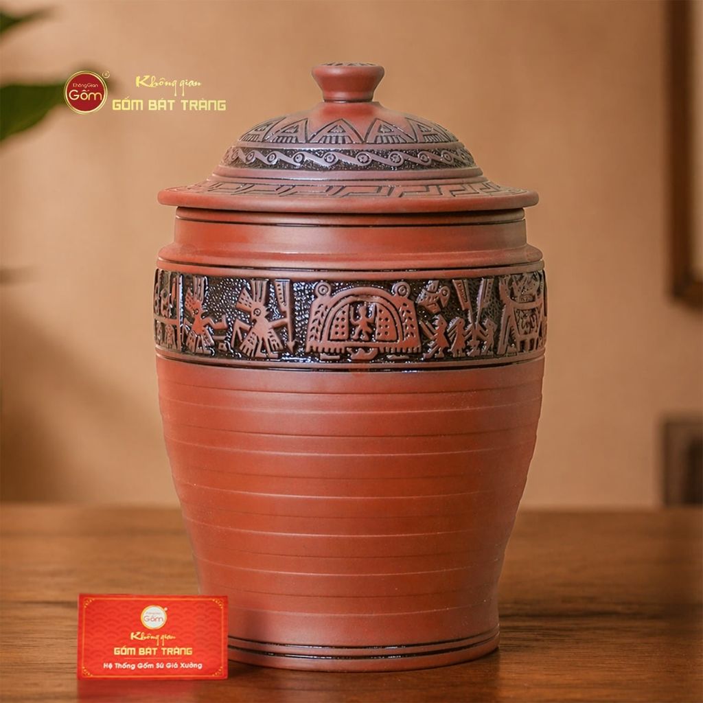 Hũ Gạo Trống Đồng Nâu