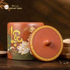 Hũ Gốm Sen Lộc Trụ Tròn