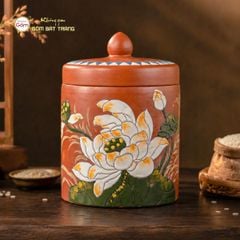 Hũ Gốm Sen Lộc Trụ Tròn