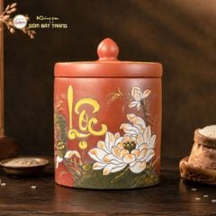 Hũ Gốm Sen Lộc Trụ Tròn