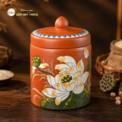 Hũ Gốm Sen Lộc Trụ Tròn