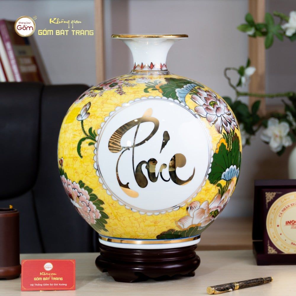 Quả Hút Lộc Tam Phúc Mãn Đường Tứ Hoa Phú Quý Ngàn Hoa Kim Bảo Vẽ Vàng