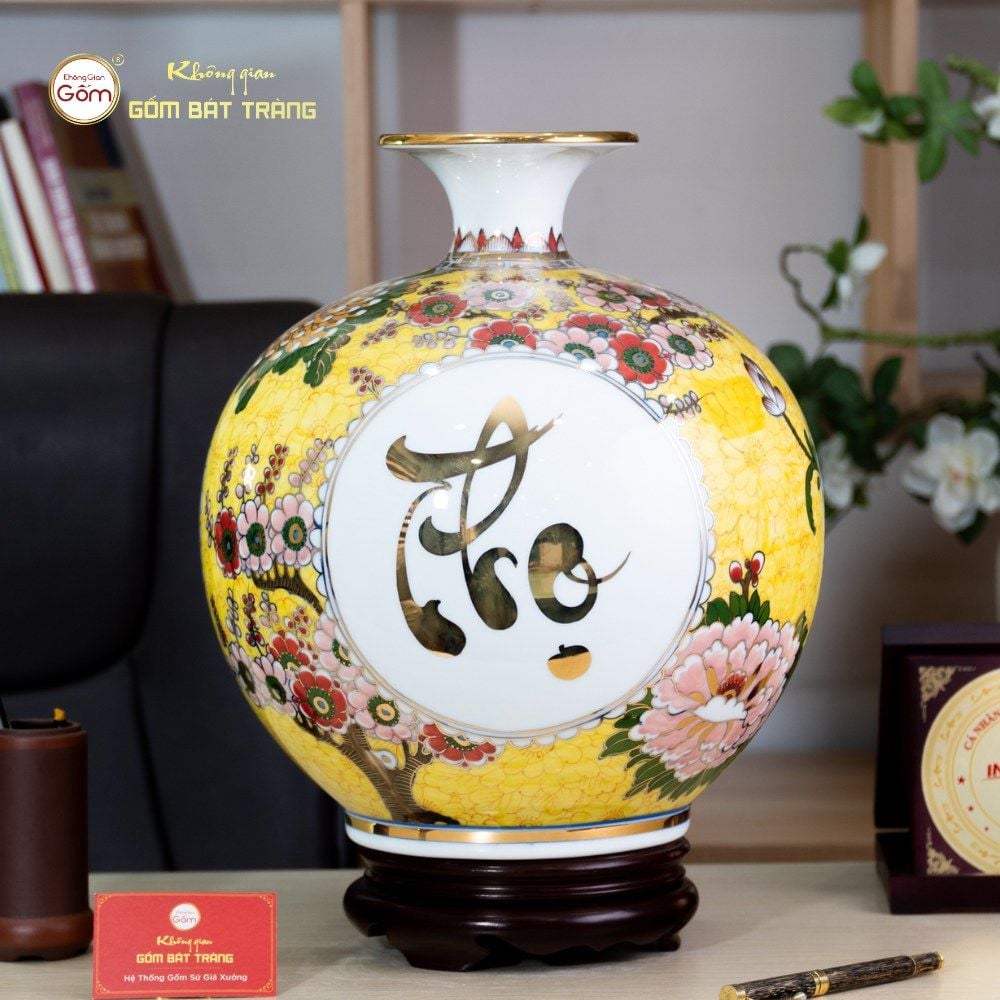 Quả Hút Lộc Tam Phúc Mãn Đường Tứ Hoa Phú Quý Ngàn Hoa Kim Bảo Vẽ Vàng