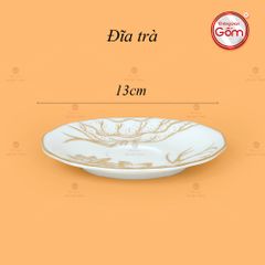 Bộ Trà Men Trắng Mẫu Đơn Hoa Sen Vẽ Vàng