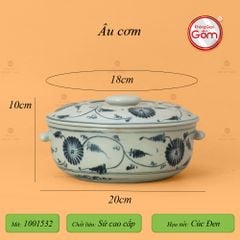 Âu Cơm Men Rạn Vẽ Cúc Đen