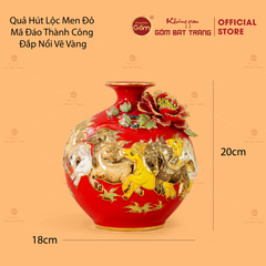Quả Hút Lộc Men Đỏ Mã Đáo Thành Công Đắp Nổi Vẽ Vàng