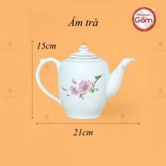 Bộ Trà Dáng Trống Hoa Đào Vẽ Vàng