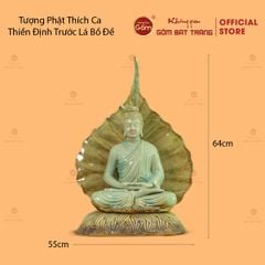 Tượng Phật Thích Ca Thiền Định Trước Lá Bồ Đề