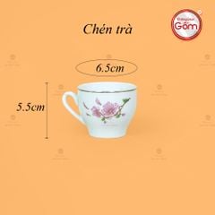 Bộ Trà Dáng Trống Hoa Đào Vẽ Vàng