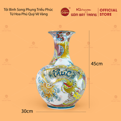 Tỏi Bình Song Phụng Triều Phúc Tứ Hoa Phú Quý Vẽ Vàng