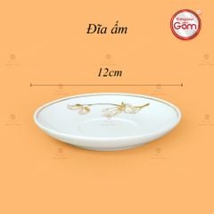 Bộ Trà Men Trắng Ngọn Lửa Hoa Mộc Lan Vẽ Vàng