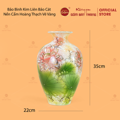 Bảo Bình Kim Liên Bảo Cát Nền Cẩm Hoàng Thạch Vẽ Vàng