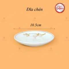 Bộ Trà Men Trắng Ngọn Lửa Hoa Mộc Lan Vẽ Vàng