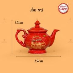 Bộ Trà Men Đỏ Đài Các Thuận Buồm Vẽ Vàng
