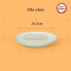 Bộ Trà Men Trắng Dáng Minh Long Hoa Sen Vẽ Vàng