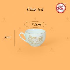Bộ Trà Men Trắng Dáng Minh Long Hoa Sen Vẽ Vàng