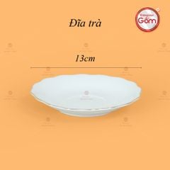 Bộ Trà Men Trắng Mẫu Đơn Ly Lượn Vẽ Vàng