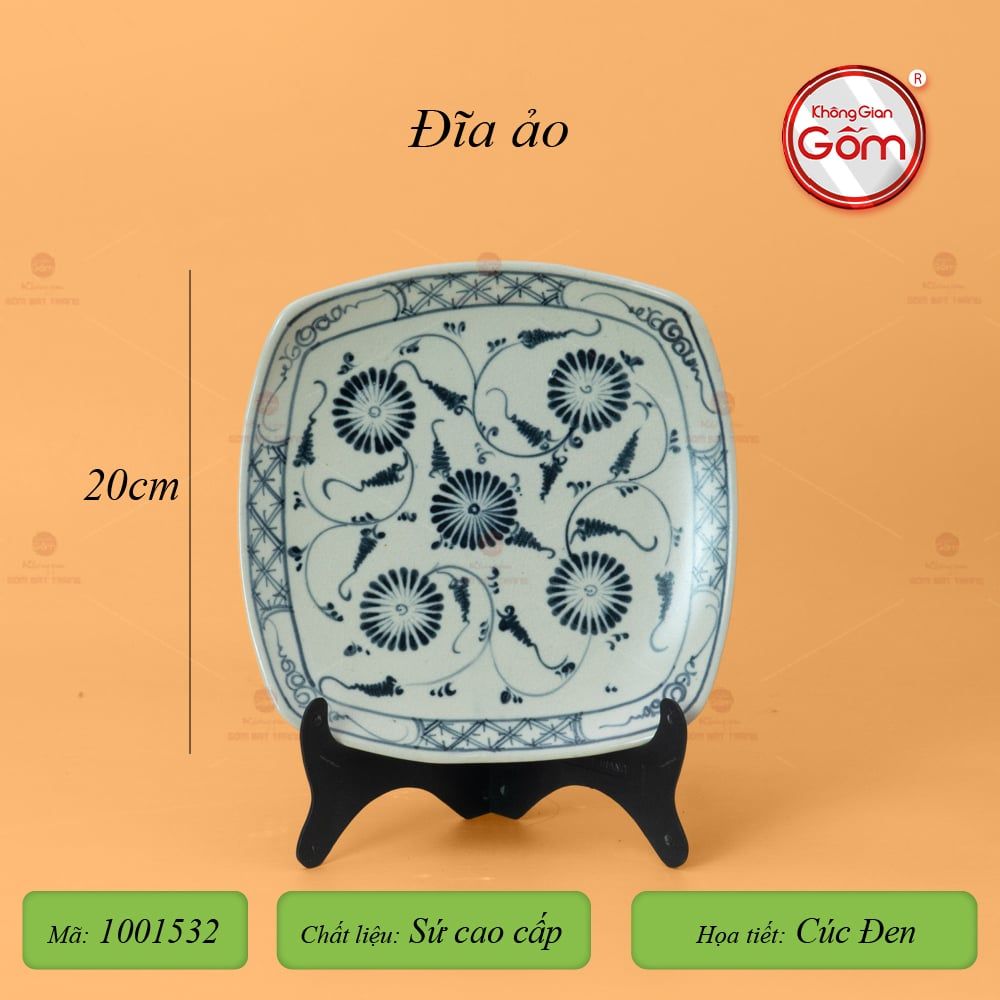 Bộ Bàn Ăn 10 Người (23 món) Men Rạn Vẽ Cúc Đen