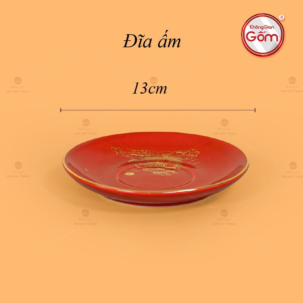 Bộ Trà Men Đỏ Đài Các Thuận Buồm Vẽ Vàng