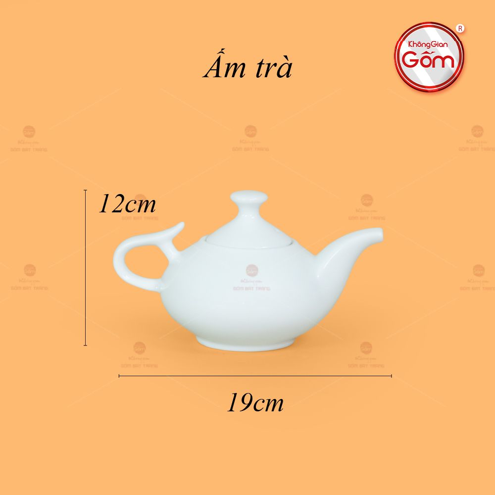 Bộ Trà Men Trắng Vòi Voi