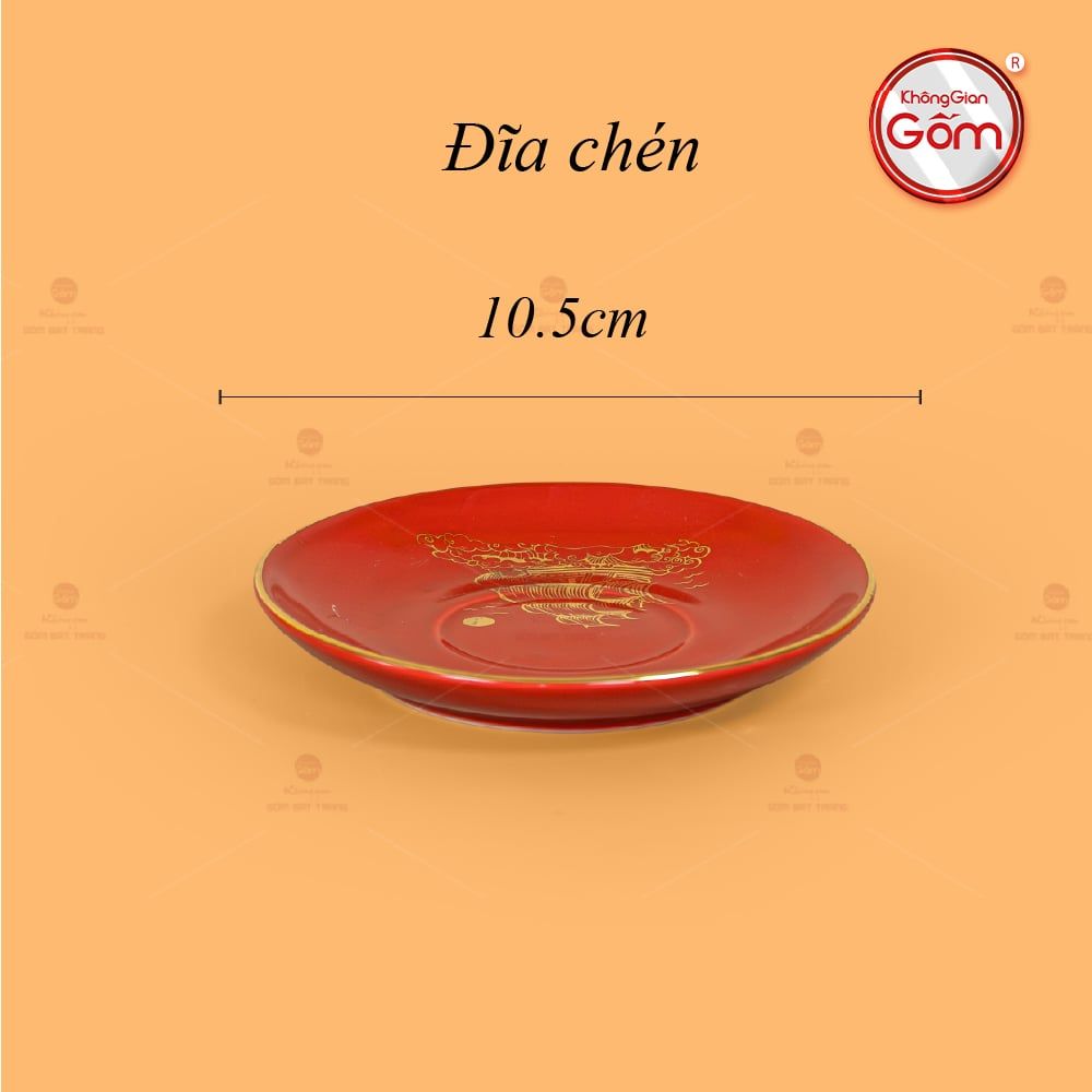 Bộ Trà Men Đỏ Đài Các Thuận Buồm Vẽ Vàng