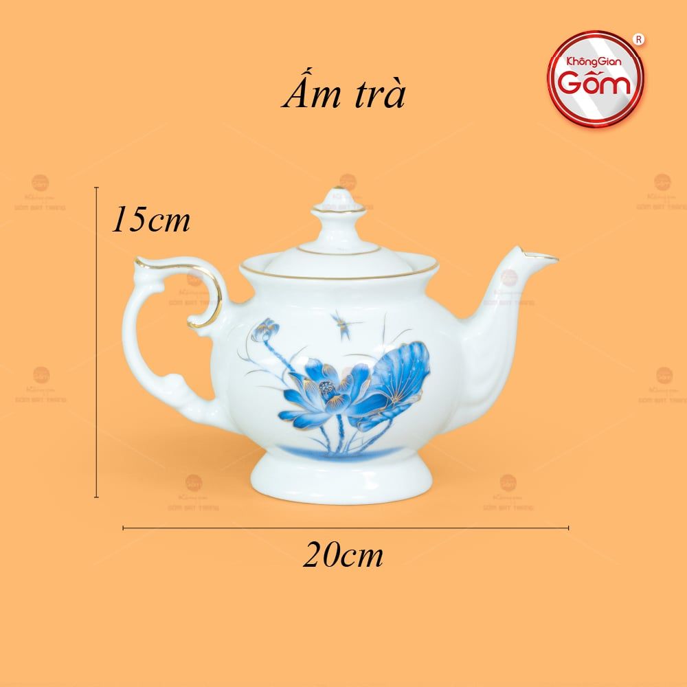 Bộ Trà Đài Các Sen Chuồn Kẻ Vàng