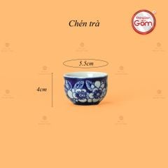 Bộ Ấm Chén Men Lam Vẽ Tay Hoa Mai