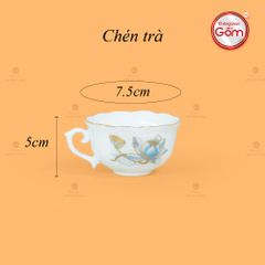 Bộ Trà Mẫu Đơn Ly Lượn Hoa Sen Xanh Vẽ Vàng