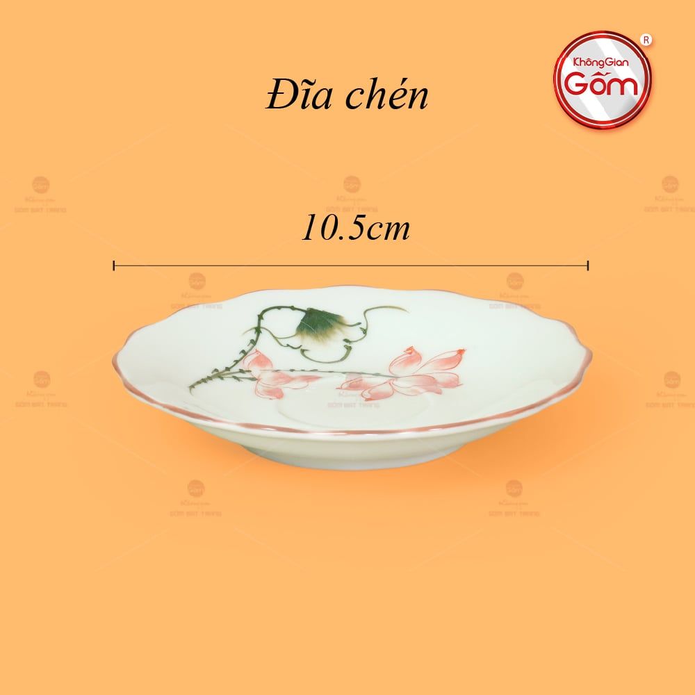 Bộ Trà Men Trắng Mẫu Đơn Vẽ Hoa Sen Màu