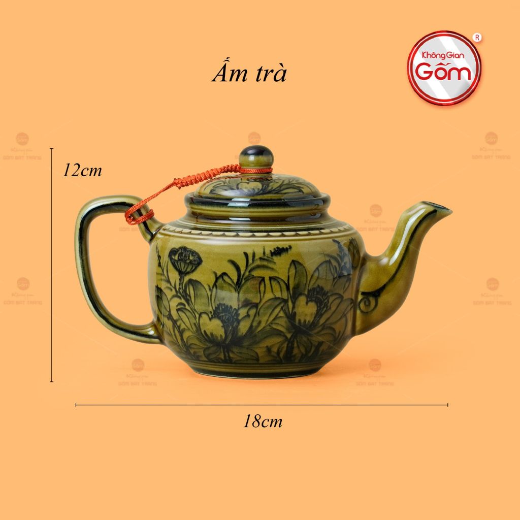 Bộ Ấm Chén Vẽ Tay Hoa Sen