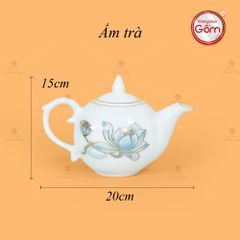 Bộ Trà Ngọn Đèn Hoa Sen Xanh Vẽ Vàng