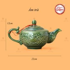 Bộ Ấm Chén Khắc Nổi Hoa Phù Dung