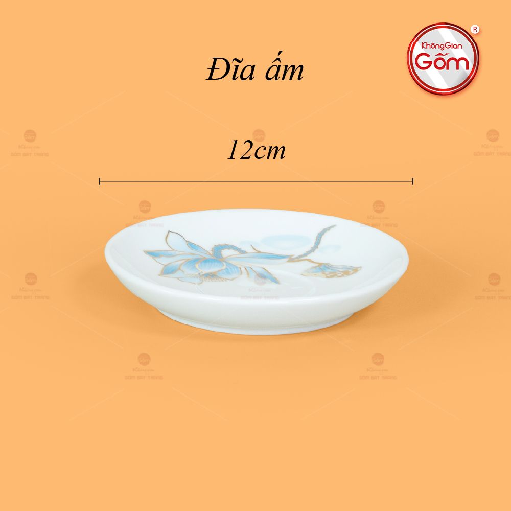 Bộ Trà Bưởi Cành Hoa Sen Xanh Vẽ Vàng