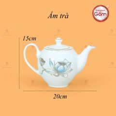 Bộ Trà Minh Long Hoa Sen Xanh Vẽ Vàng