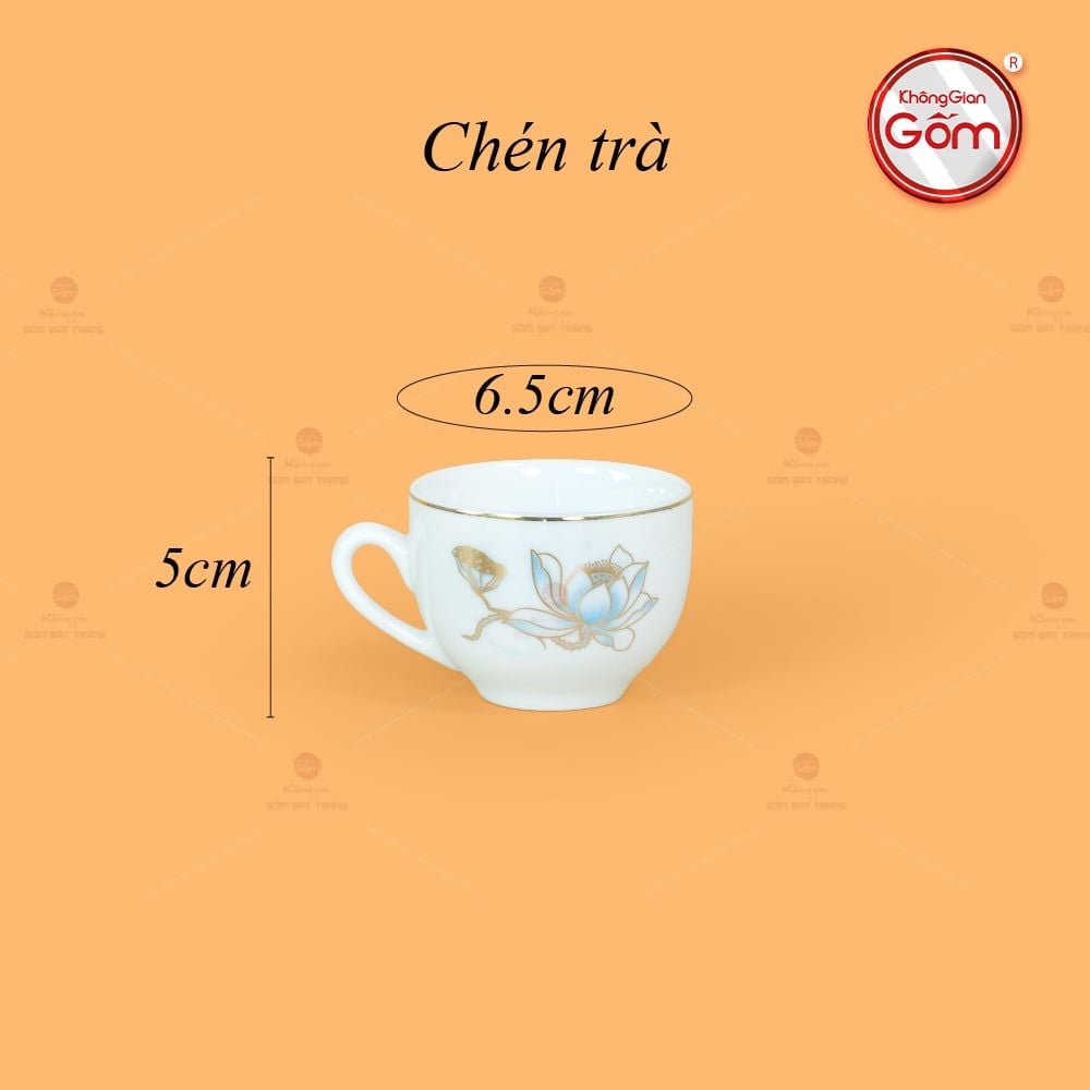 Bộ Trà Minh Long Hoa Sen Xanh Vẽ Vàng