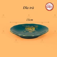 Bộ Trà Men Xanh Lam Mẫu Đơn Thuận Buồm Xuôi Gió Vẽ Vàng