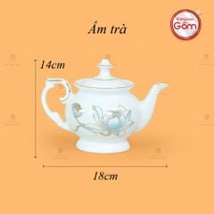 Bộ Trà Đài Các Hoa Sen Xanh Vẽ Vàng