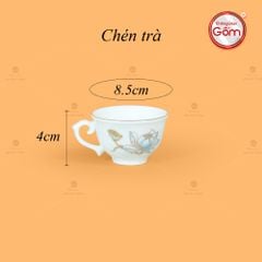 Bộ Trà Đài Các Hoa Sen Xanh Vẽ Vàng