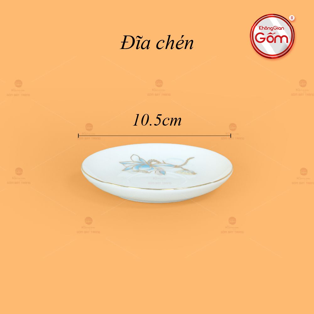 Bộ Trà Đài Các Hoa Sen Xanh Vẽ Vàng