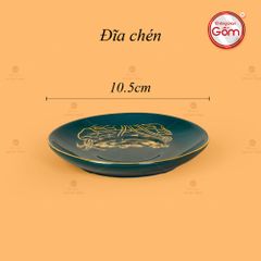 Bộ Trà Men Xanh Lam Ngọn Lửa Hoa Sen Vẽ Vàng