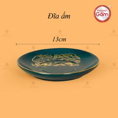 Bộ Trà Men Xanh Lam Đài Các Hoa Sen Vẽ Vàng